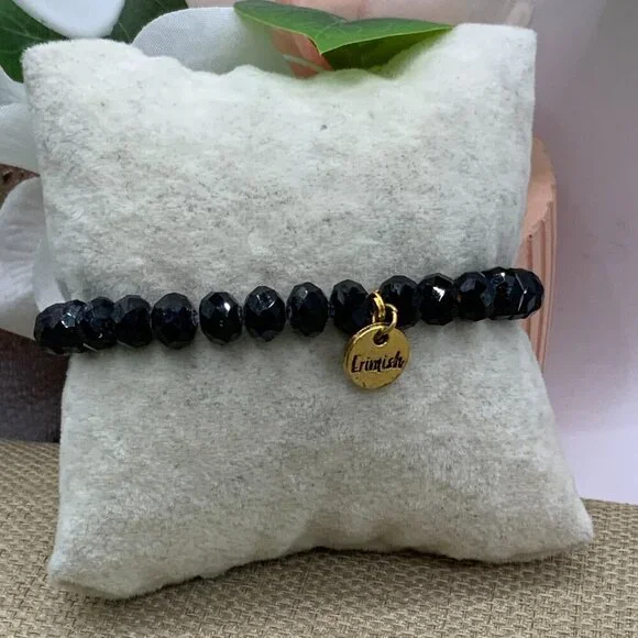 Erimish Black Glass Beaded Stretch Bracelet - Picture 7 of 7